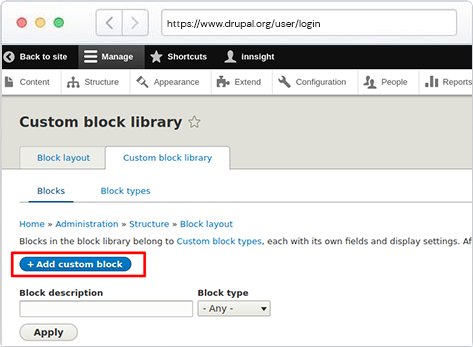 Add To A Custom Block By Selecting It.