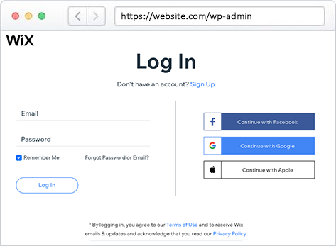Log In To Your Wix Account